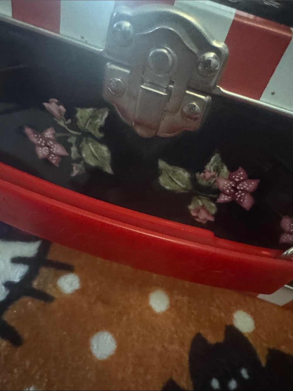 Mighty Fine Black Tin Box with Red & White Stripes - Picture 11 of 12
